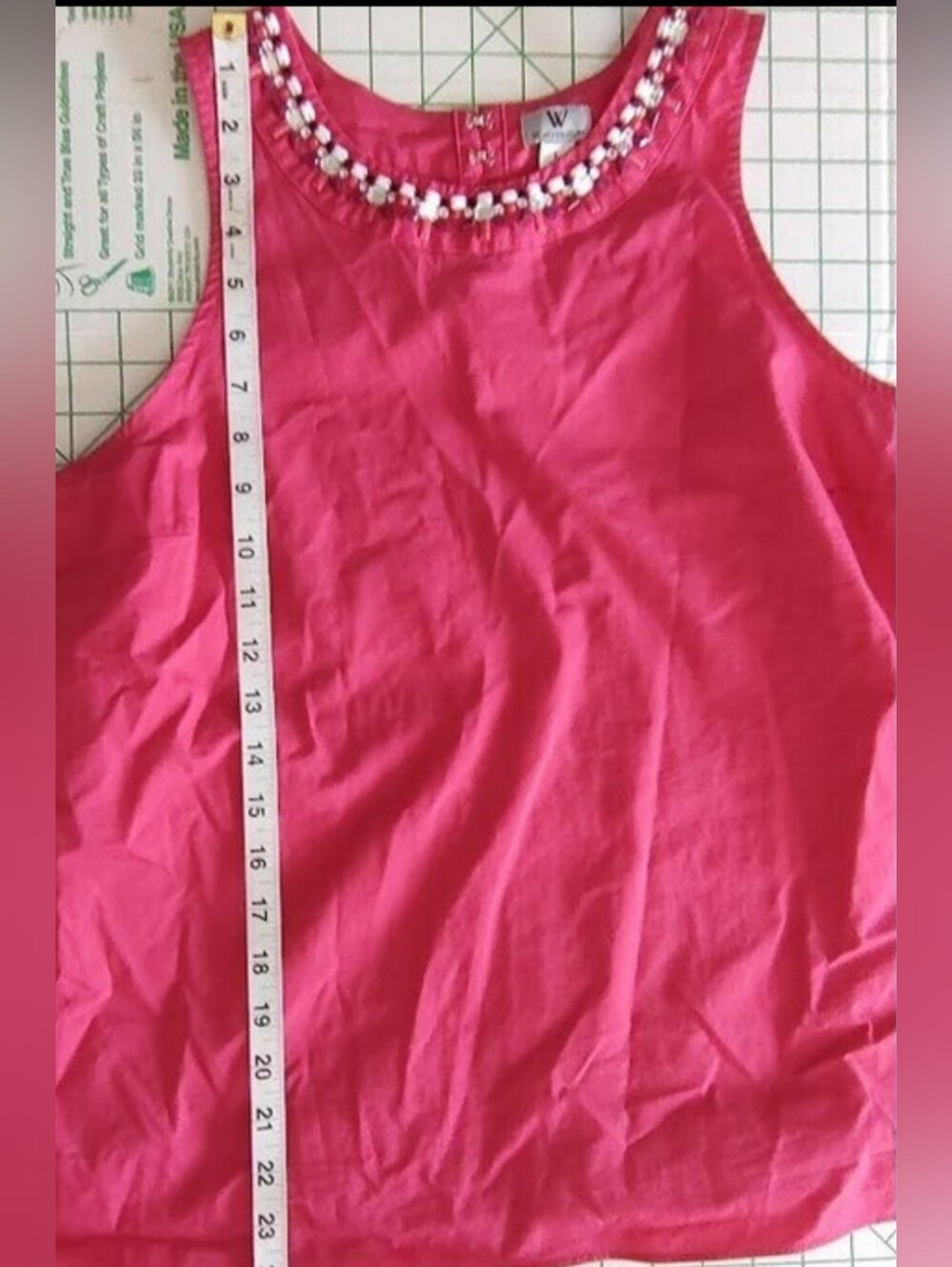 Worthington Sleeveless Beaded Neckline Top, Size Large, Pink